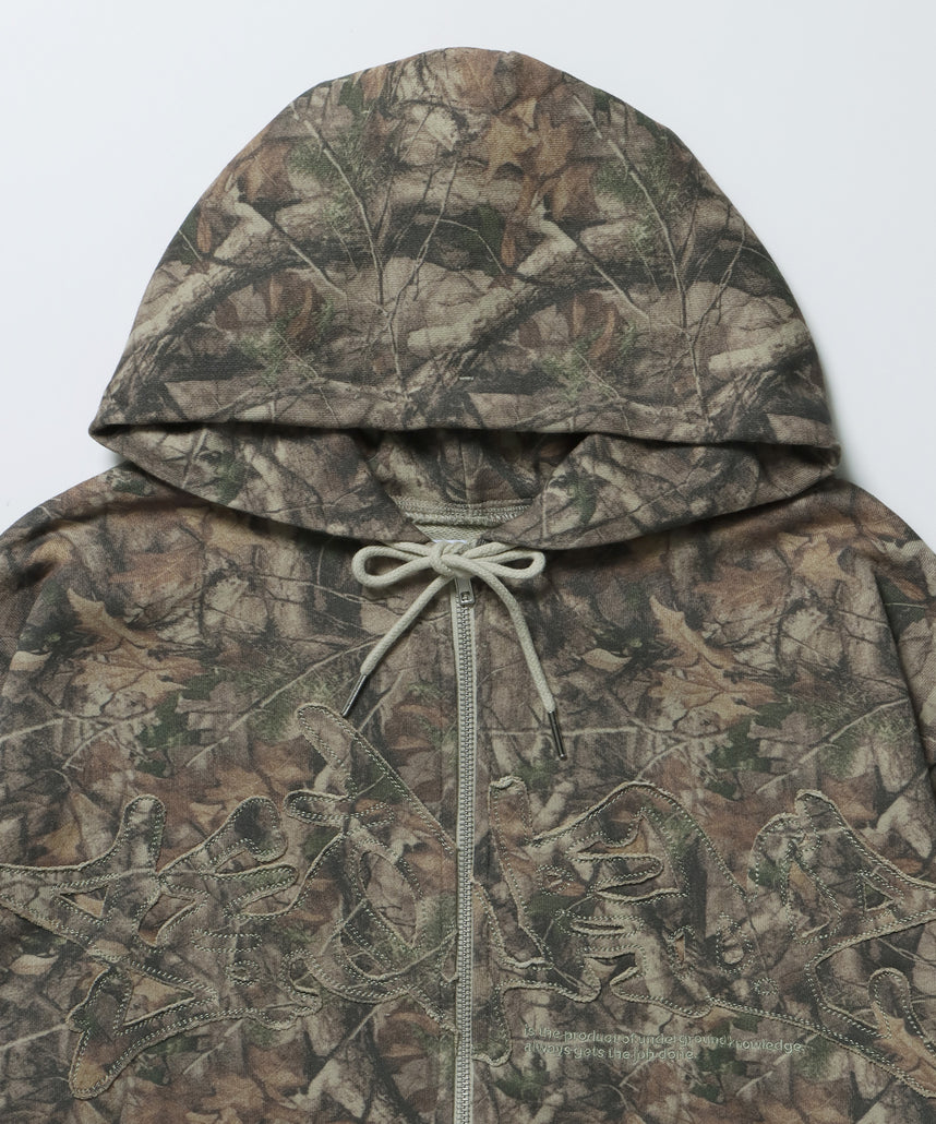 LOGO APPLIQUE ZIP HOODIE / フェード フルジップ オーバーサイズ ヴィンテージライク センターロゴ 裏毛 柄81 ≪SET UP着用可能≫