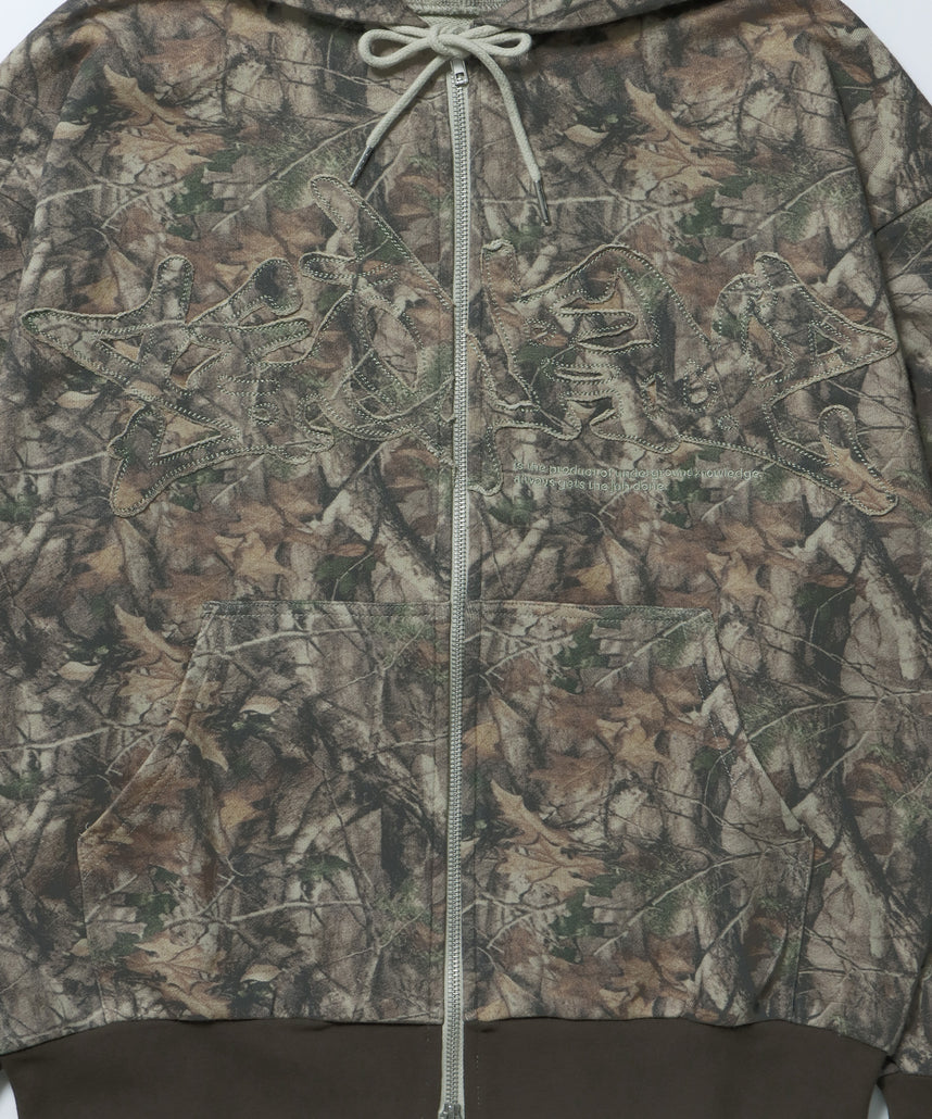 LOGO APPLIQUE ZIP HOODIE / フェード フルジップ オーバーサイズ ヴィンテージライク センターロゴ 裏毛 柄81 ≪SET UP着用可能≫