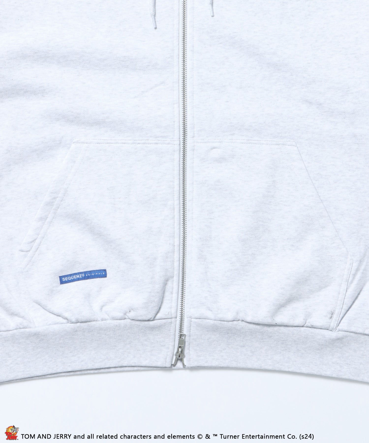 TJ GRAFFITI ZIP P/K / トムとジェリー オーバーサイズ 裏起毛 スウェット ジップパーカー フーディ アッシュグレー