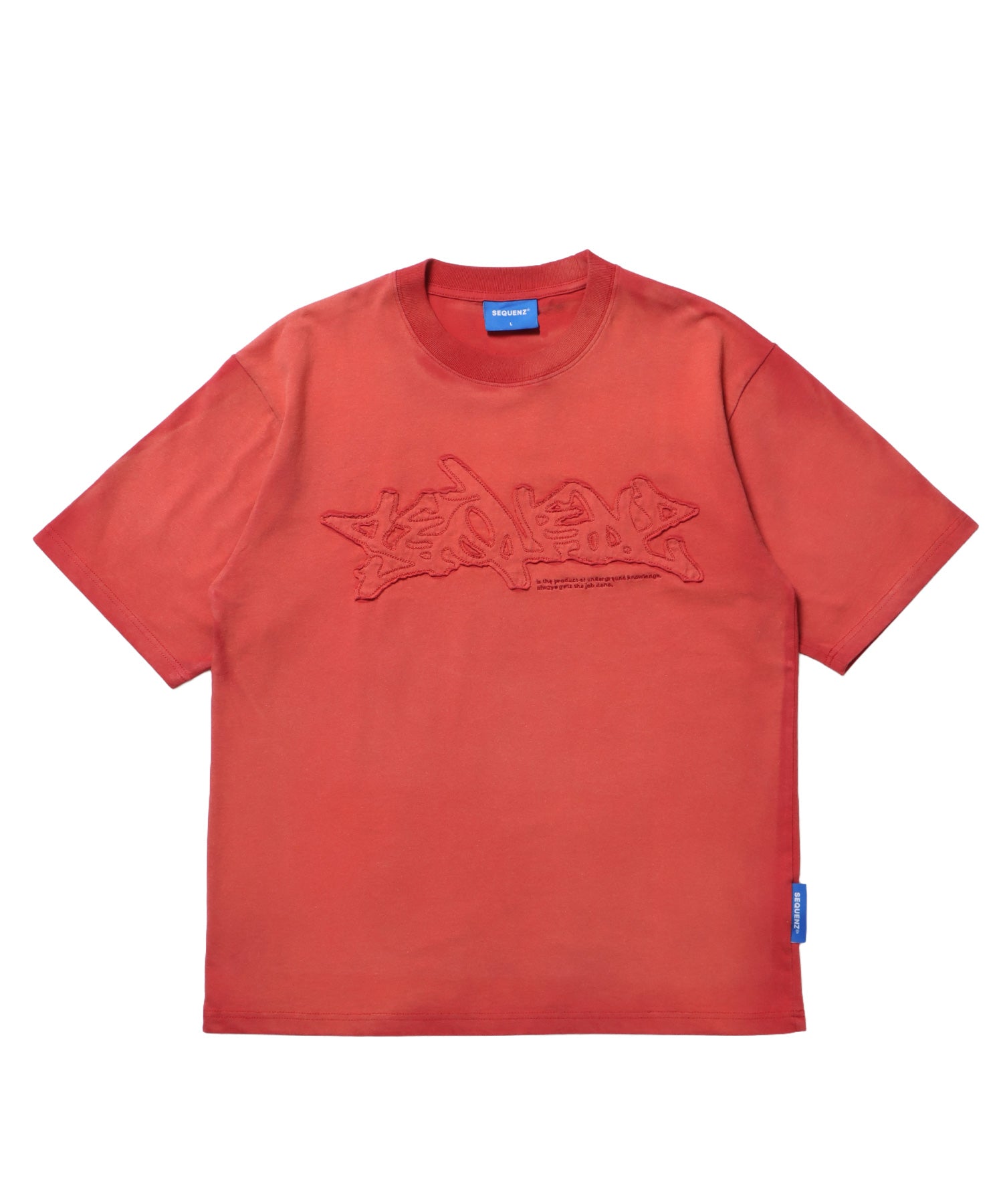 FADE APPLIQUE LOGO TEE / Tシャツ クルーネック 半袖 加工 古着 レッド