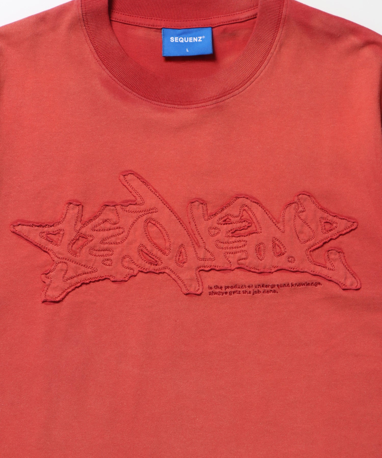 FADE APPLIQUE LOGO TEE / Tシャツ クルーネック 半袖 加工 古着 レッド