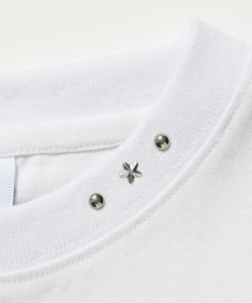 sqnz logo babe tee / 半袖 ワンポイント レディース クルーネック ピチT ちびT へそ出し ホワイト