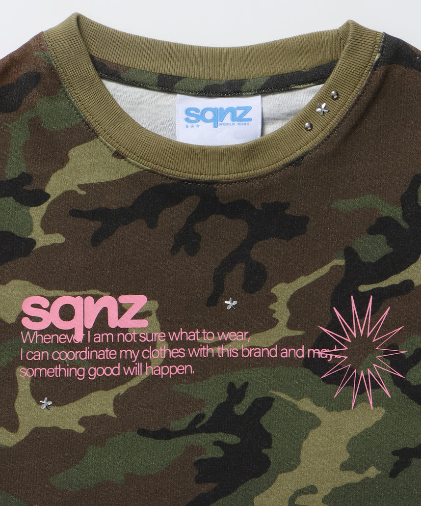sqnz logo babe tee / Tシャツ 半袖 クルーネック スタッズ 短丈 柄80