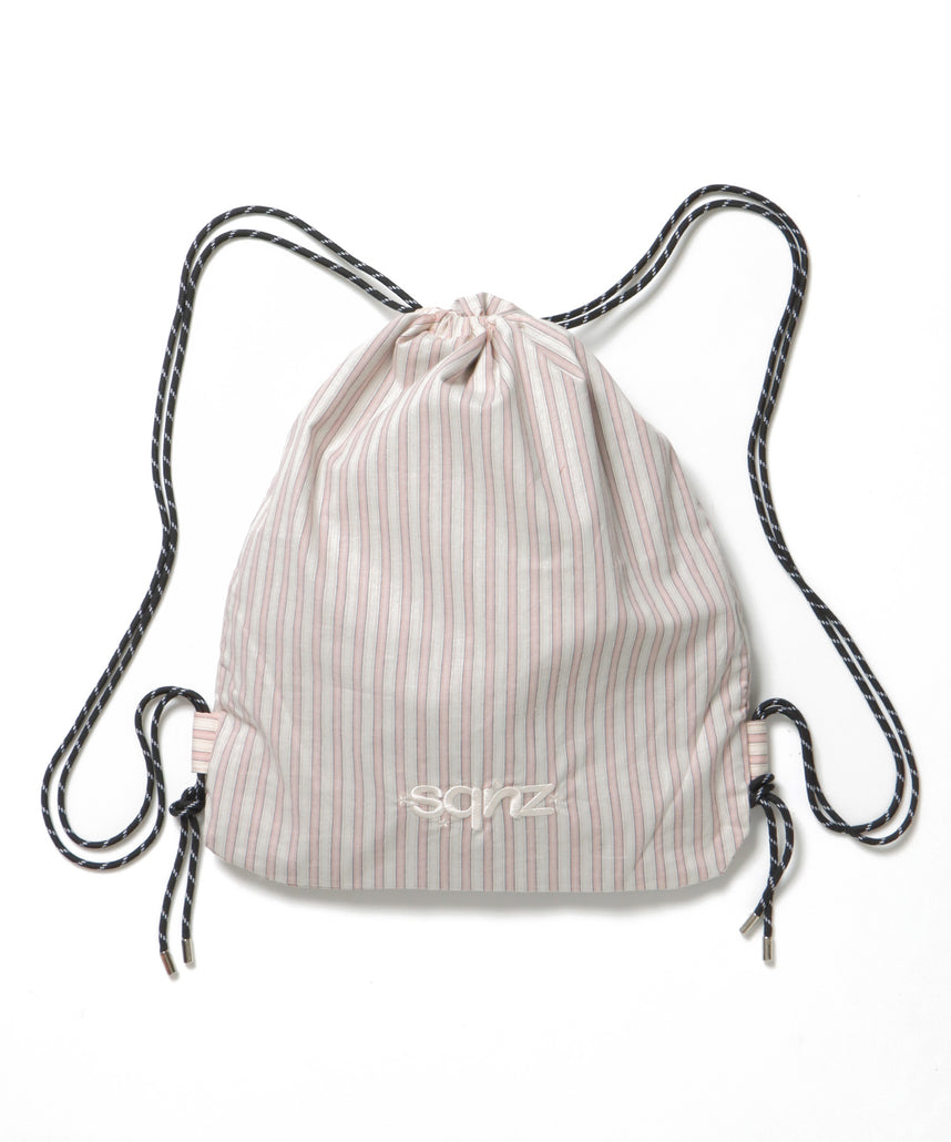 sqnz dairy 2way knapsack / ナップサック バック 2WAY ブランドロゴ チェック ストライプ ライトピンク