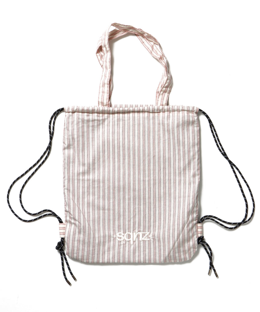 sqnz dairy 2way knapsack / ナップサック バック 2WAY ブランドロゴ チェック ストライプ ライトピンク