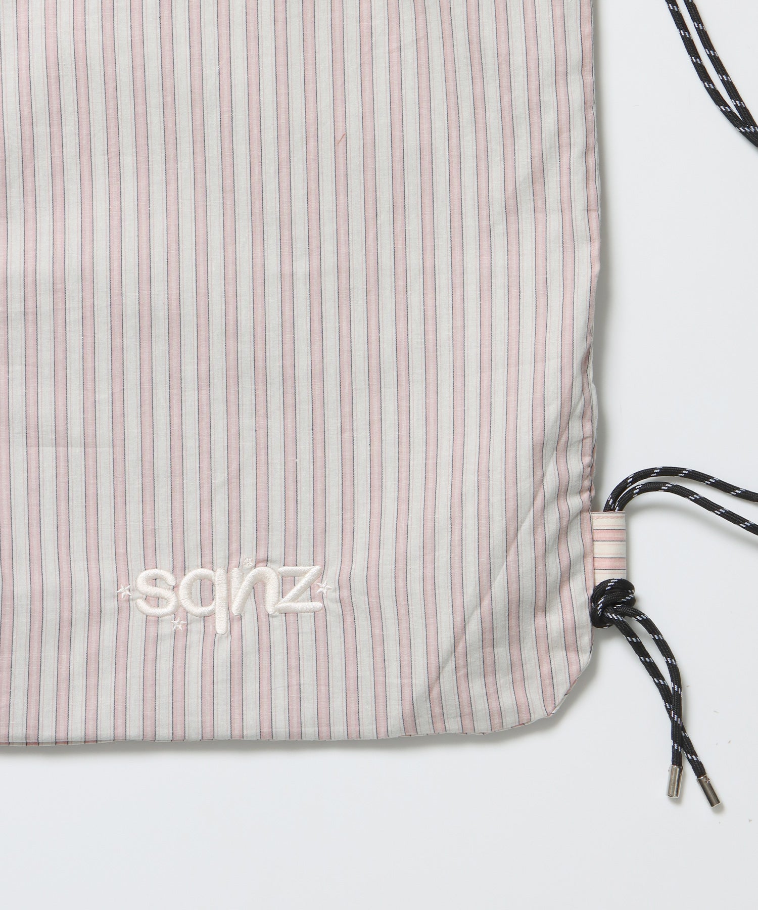 sqnz dairy 2way knapsack / ナップサック バック 2WAY ブランドロゴ チェック ストライプ ライトピンク