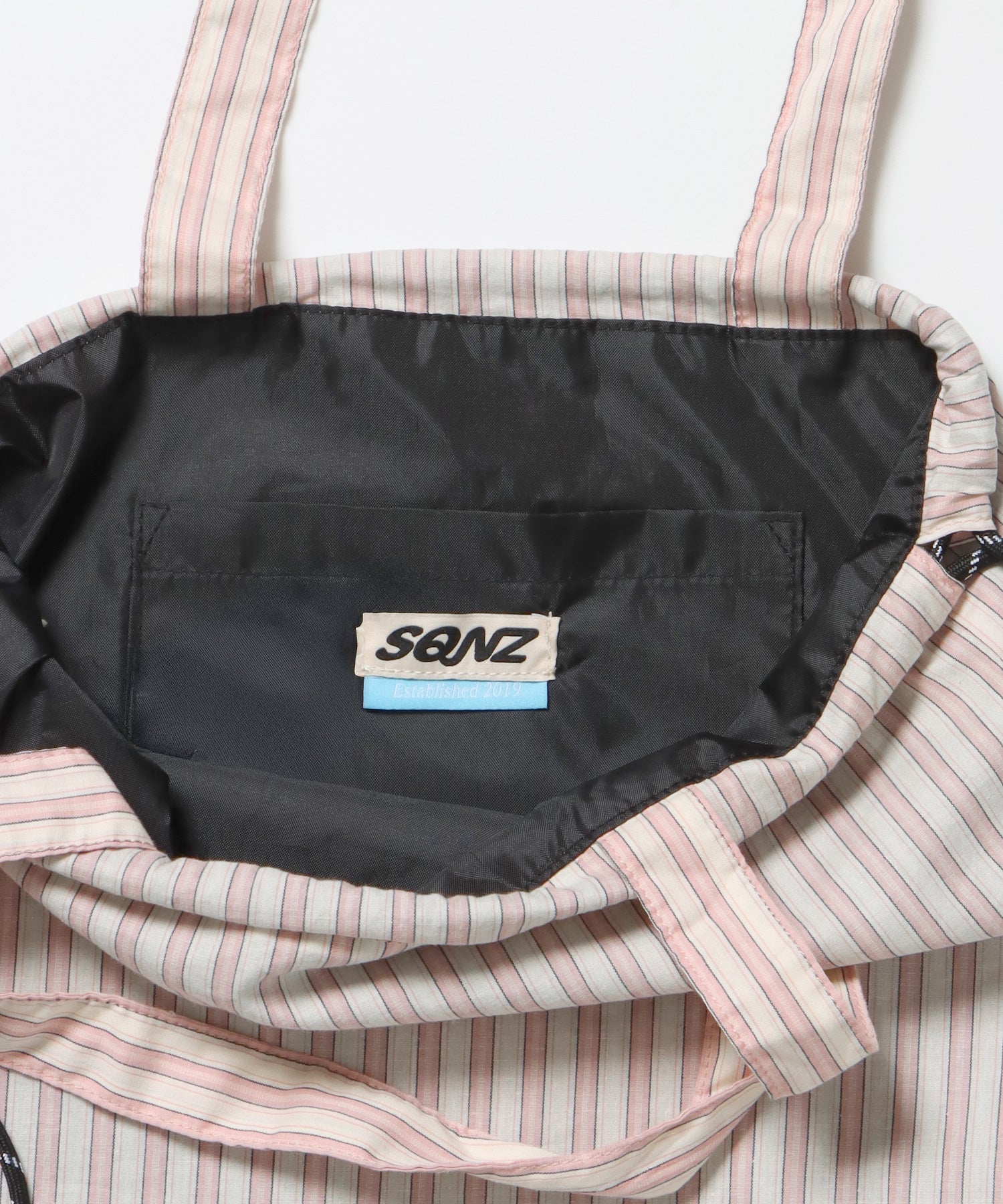 sqnz dairy 2way knapsack / ナップサック バック 2WAY ブランドロゴ チェック ストライプ ライトピンク