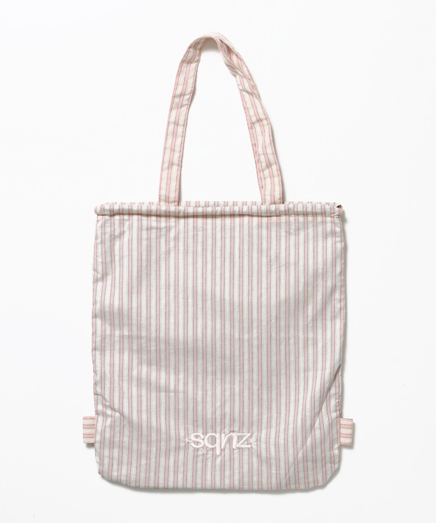 sqnz dairy 2way knapsack / ナップサック バック 2WAY ブランドロゴ チェック ストライプ ライトピンク