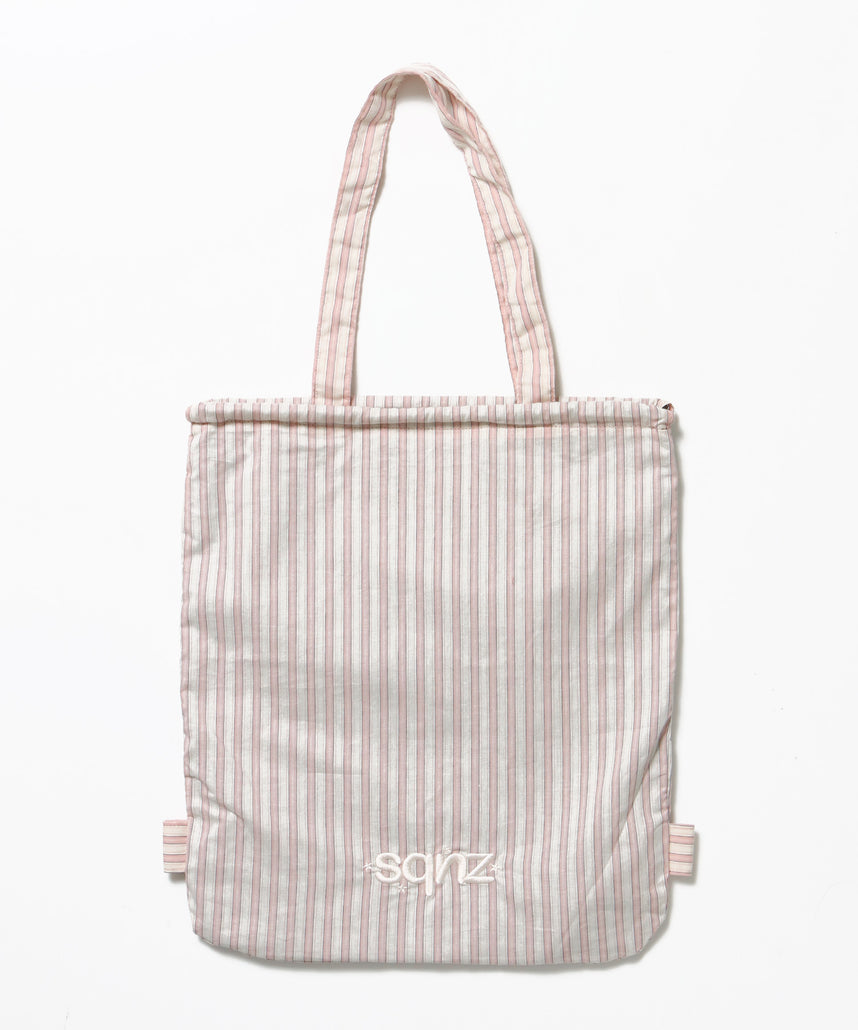 sqnz dairy 2way knapsack / ナップサック バック 2WAY ブランドロゴ チェック ストライプ ライトピンク