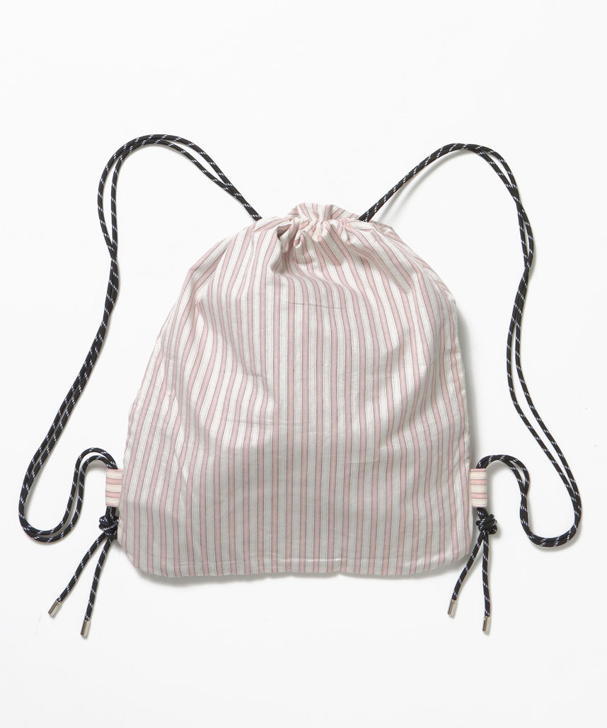 sqnz dairy 2way knapsack / ナップサック バック 2WAY ブランドロゴ チェック ストライプ ライトピンク