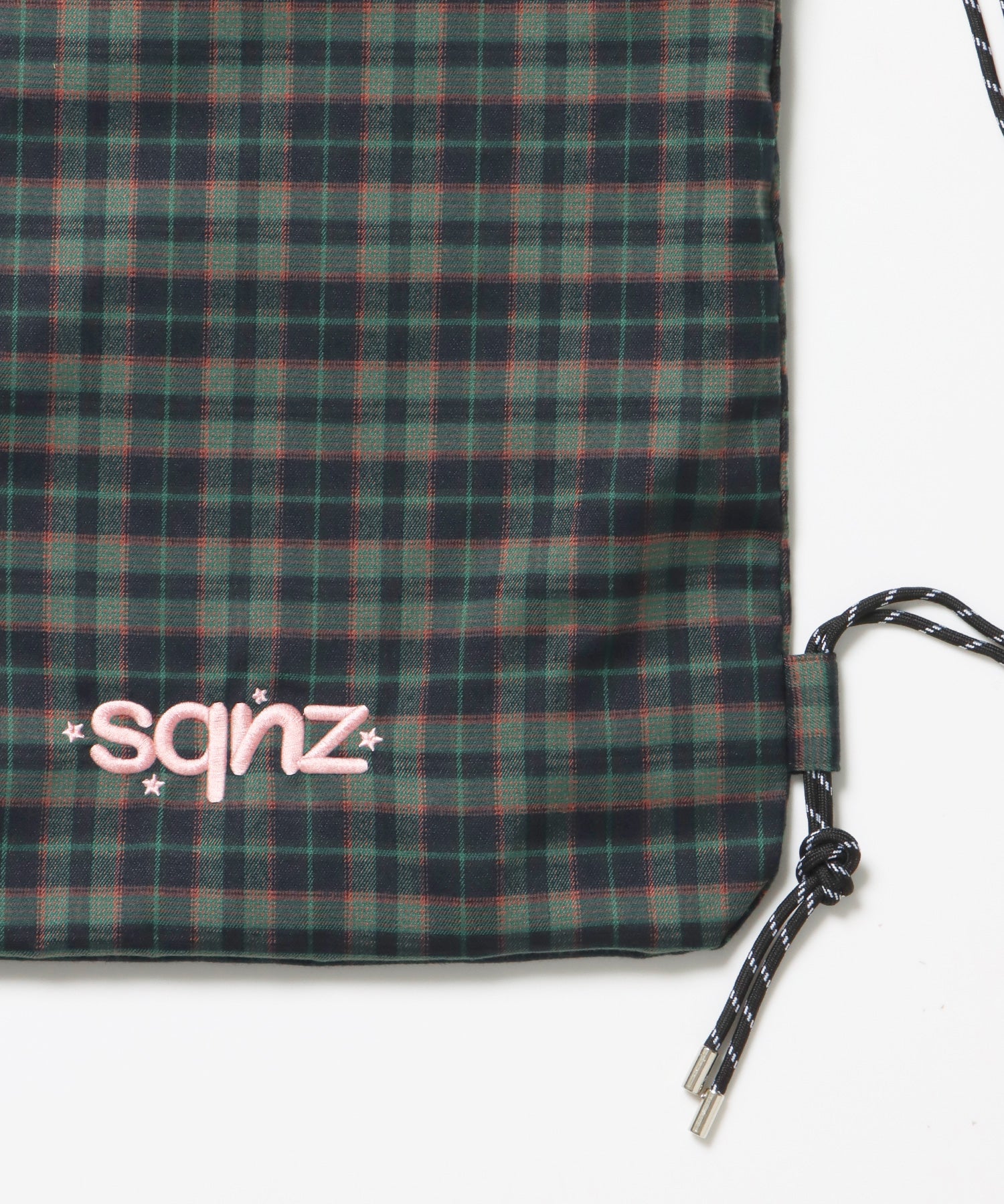 sqnz dairy 2way knapsack / ナップサック バック 2WAY ブランドロゴ チェック ストライプ ダークグリーン