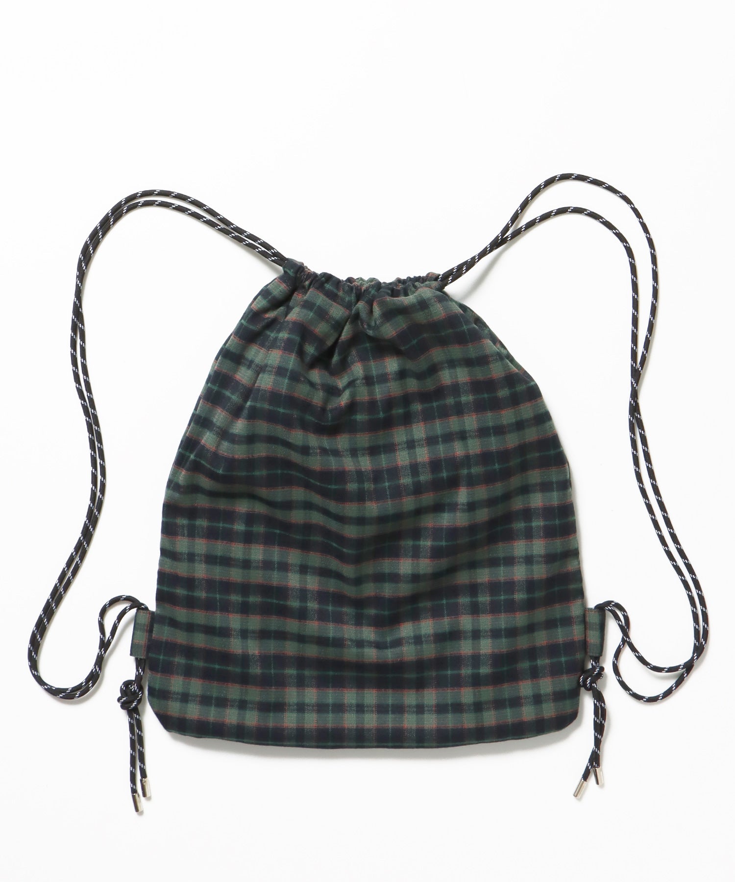 sqnz dairy 2way knapsack / ナップサック バック 2WAY ブランドロゴ チェック ストライプ ダークグリーン