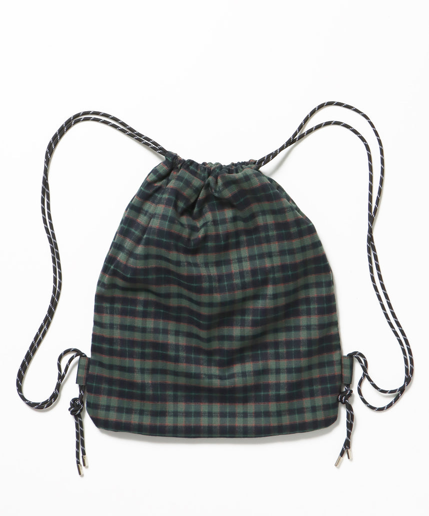 sqnz dairy 2way knapsack / ナップサック バック 2WAY ブランドロゴ チェック ストライプ ダークグリーン