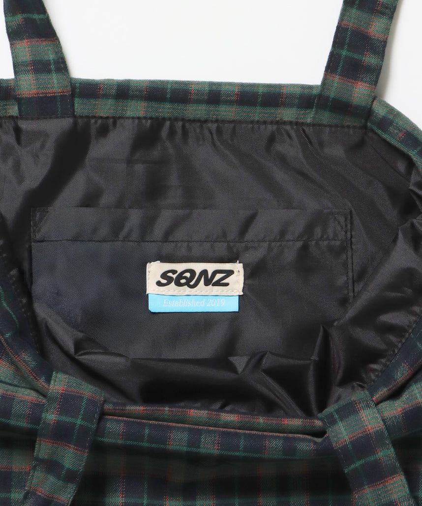 sqnz dairy 2way knapsack / ナップサック バック 2WAY ブランドロゴ チェック ストライプ ダークグリーン