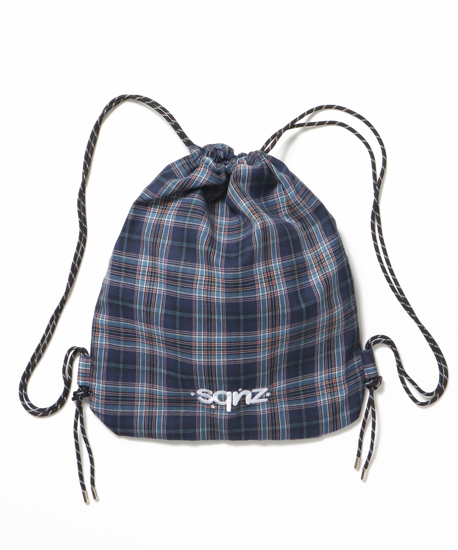 sqnz dairy 2way knapsack / ナップサック バック 2WAY ブランドロゴ チェック ストライプ ネイビー