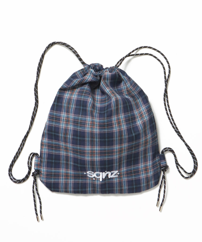 sqnz dairy 2way knapsack / ナップサック バック 2WAY ブランドロゴ チェック ストライプ ネイビー