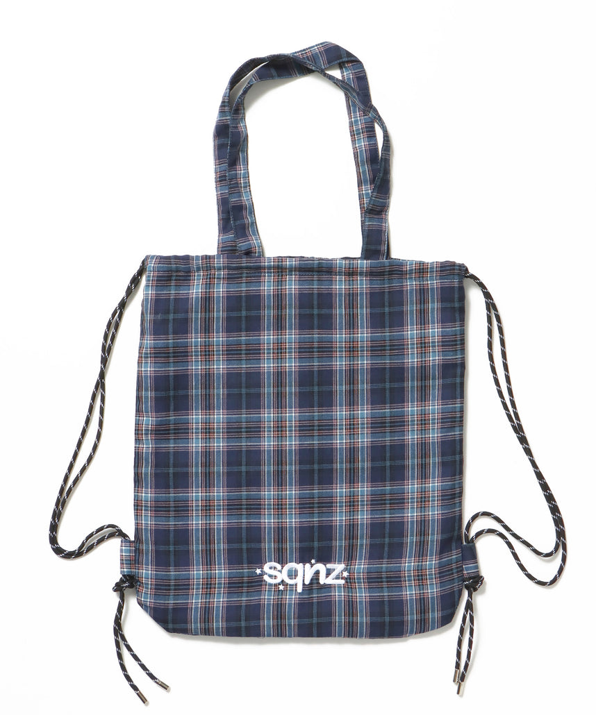 sqnz dairy 2way knapsack / ナップサック バック 2WAY ブランドロゴ チェック ストライプ ネイビー