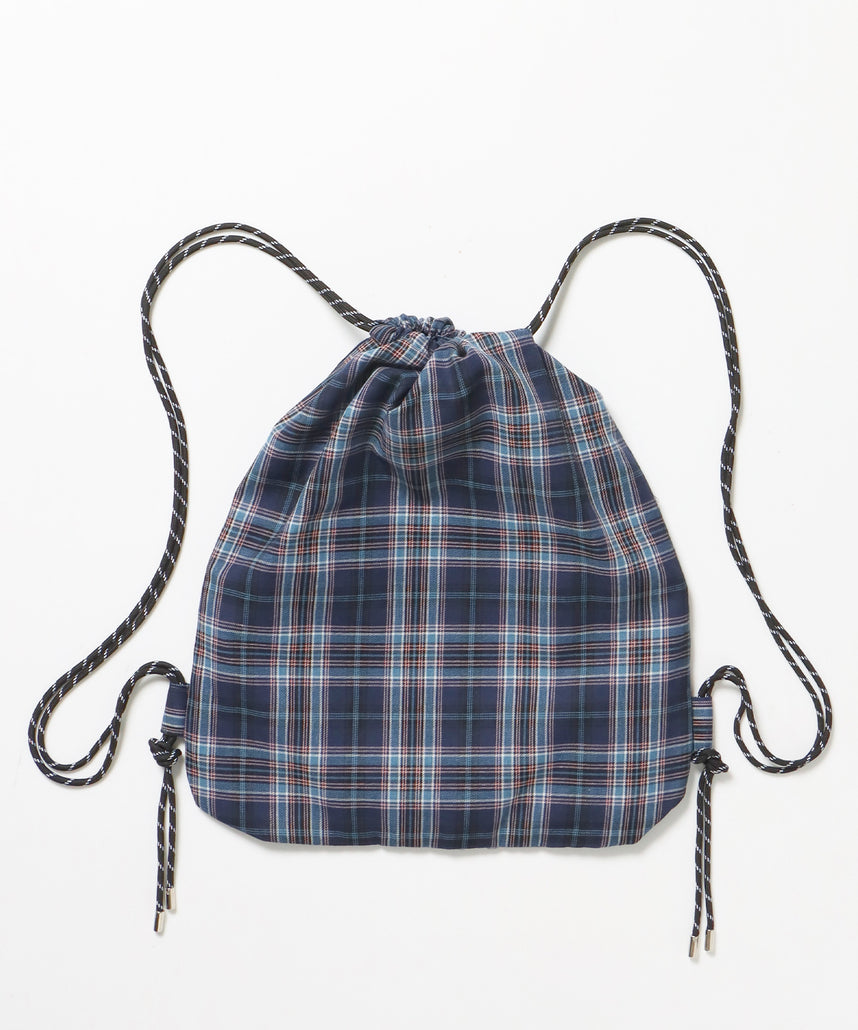 sqnz dairy 2way knapsack / ナップサック バック 2WAY ブランドロゴ チェック ストライプ ネイビー
