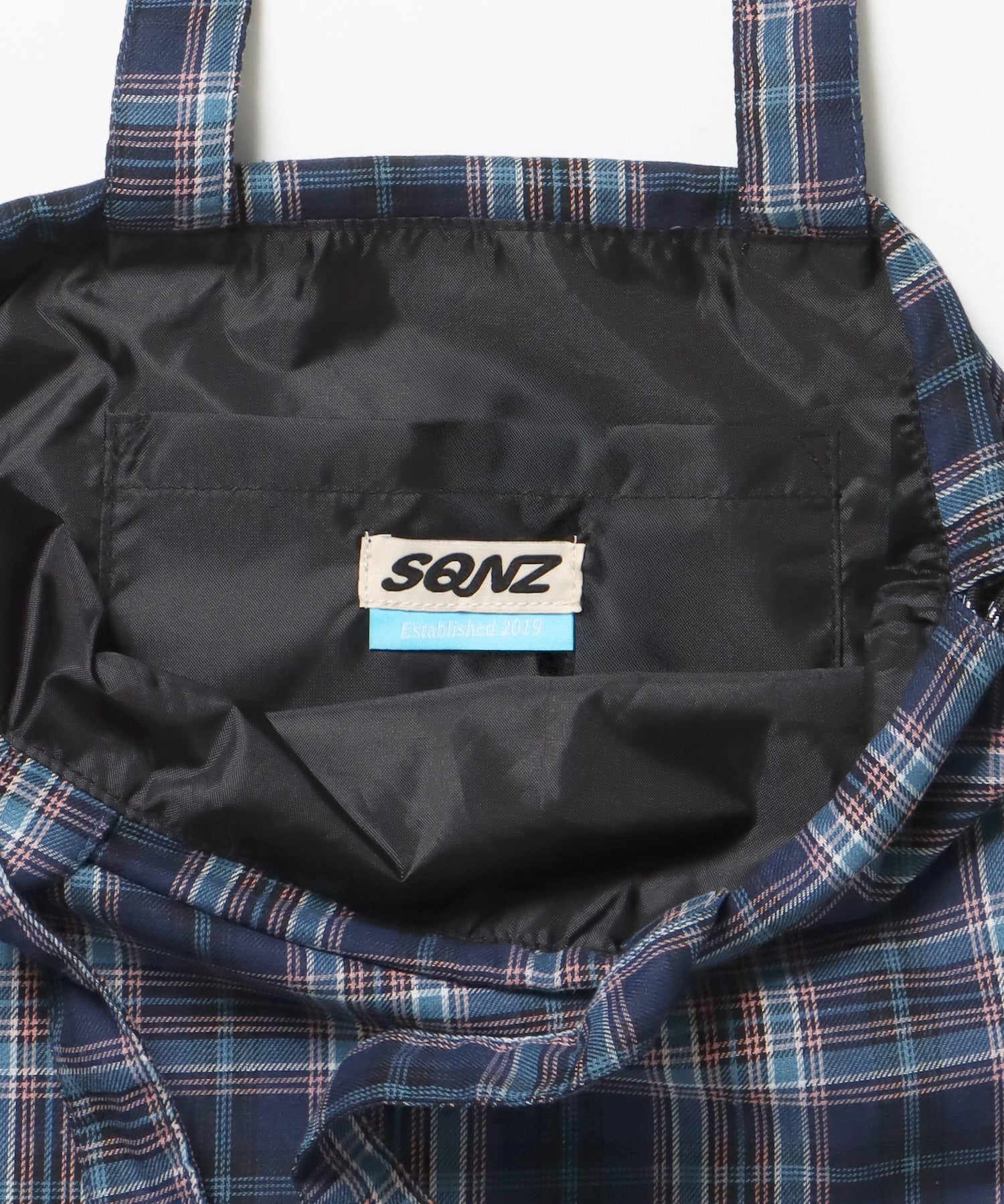 sqnz dairy 2way knapsack / ナップサック バック 2WAY ブランドロゴ チェック ストライプ ネイビー