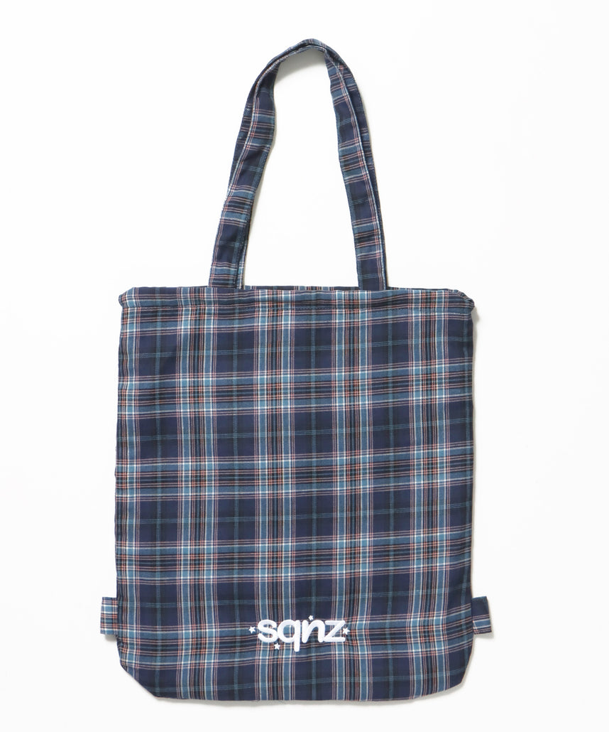 sqnz dairy 2way knapsack / ナップサック バック 2WAY ブランドロゴ チェック ストライプ ネイビー