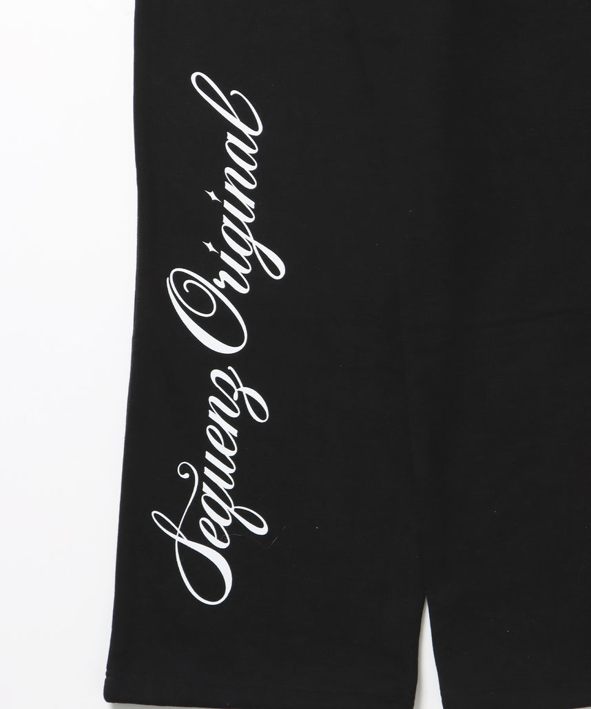 CROSS RHINE STONE SWEAT PANTS / ラインストーン クロス スウェットパンツ ドローコード 裏起毛 【セットアップ】 ブラック