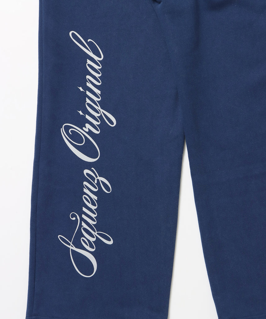 CROSS RHINE STONE SWEAT PANTS / ラインストーン クロス スウェットパンツ ドローコード 裏起毛 【セットアップ】 ダークネイビー