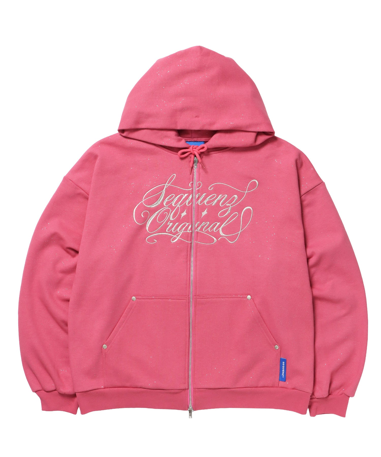 SQNZ LOGO GLITTER ZIP P/K / グリッター ジップパーカー ラメプリント ダブルジップ 裏起毛 【セットアップ着用可】 ピンク