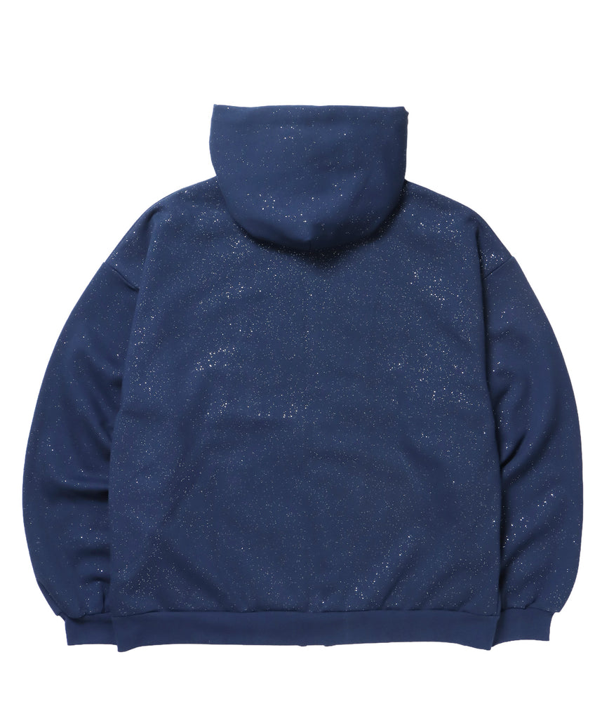 SQNZ LOGO GLITTER ZIP P/K / グリッター ジップパーカー ラメプリント ダブルジップ 裏起毛 【セットアップ着用可】 ダークネイビー