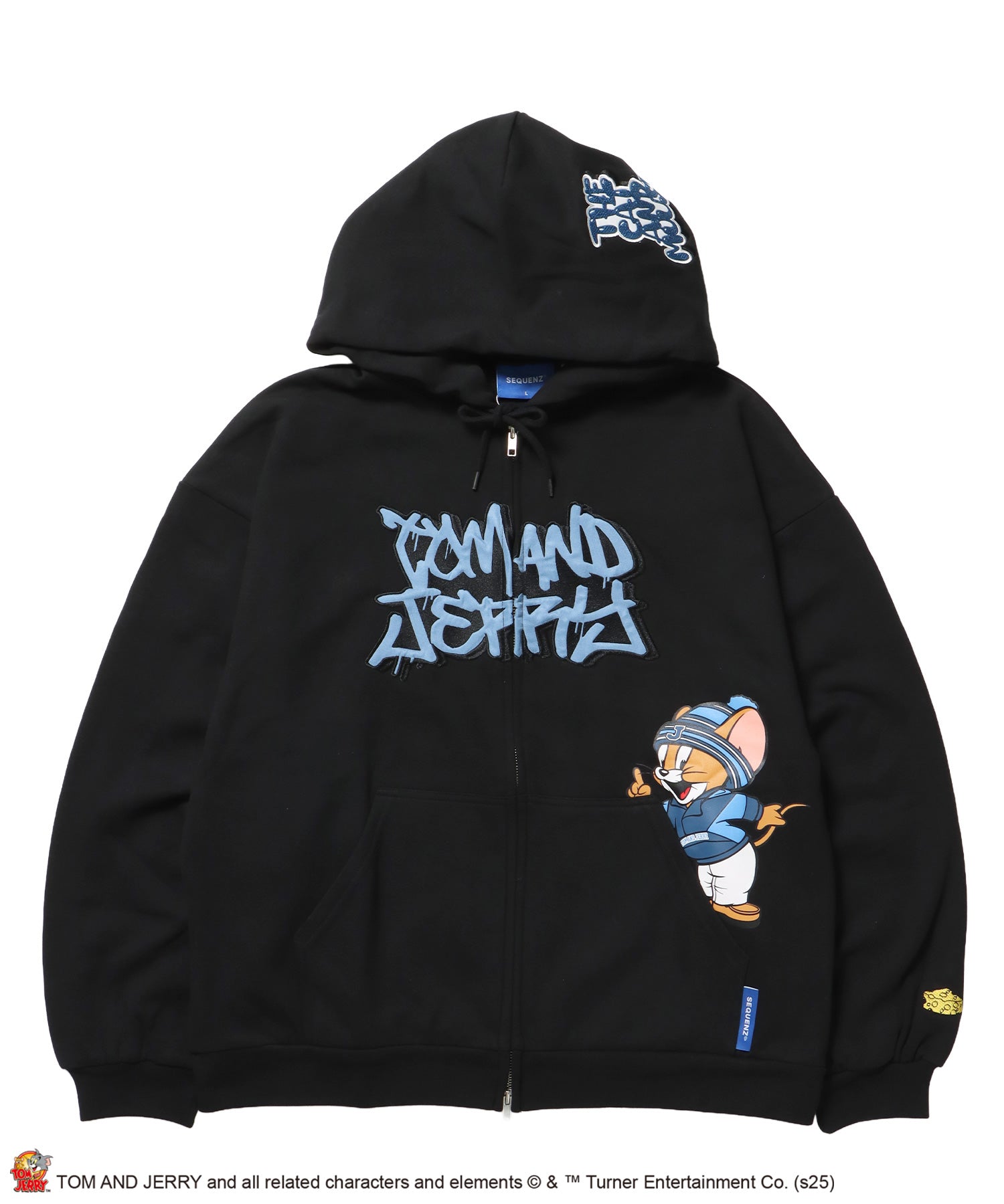 TJ O.G LOGO ZIP PK / トムとジェリー パーカー ジップ 刺繍 プリント ワッペン ブラック