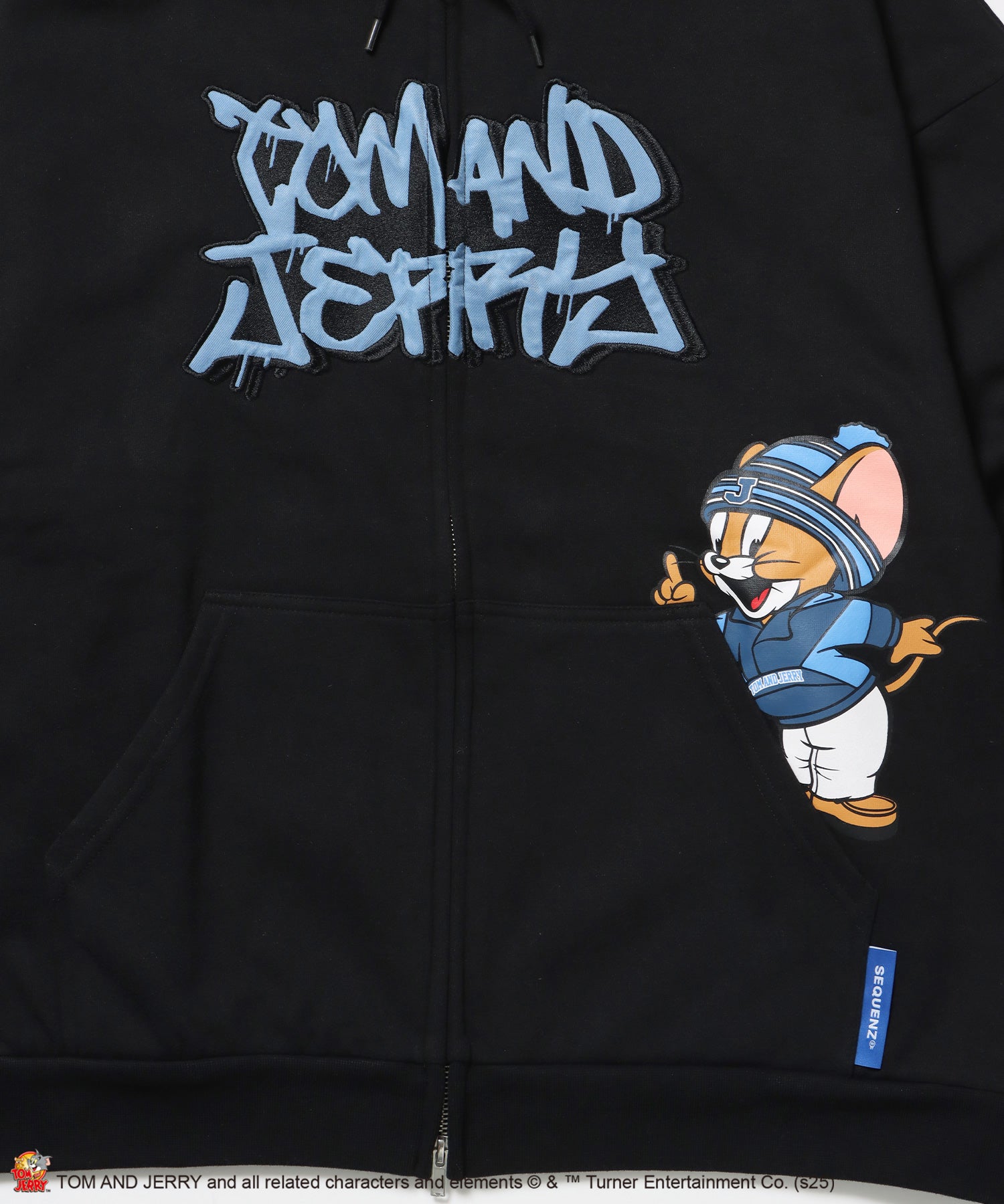 TJ O.G LOGO ZIP PK / トムとジェリー パーカー ジップ 刺繍 プリント ワッペン ブラック