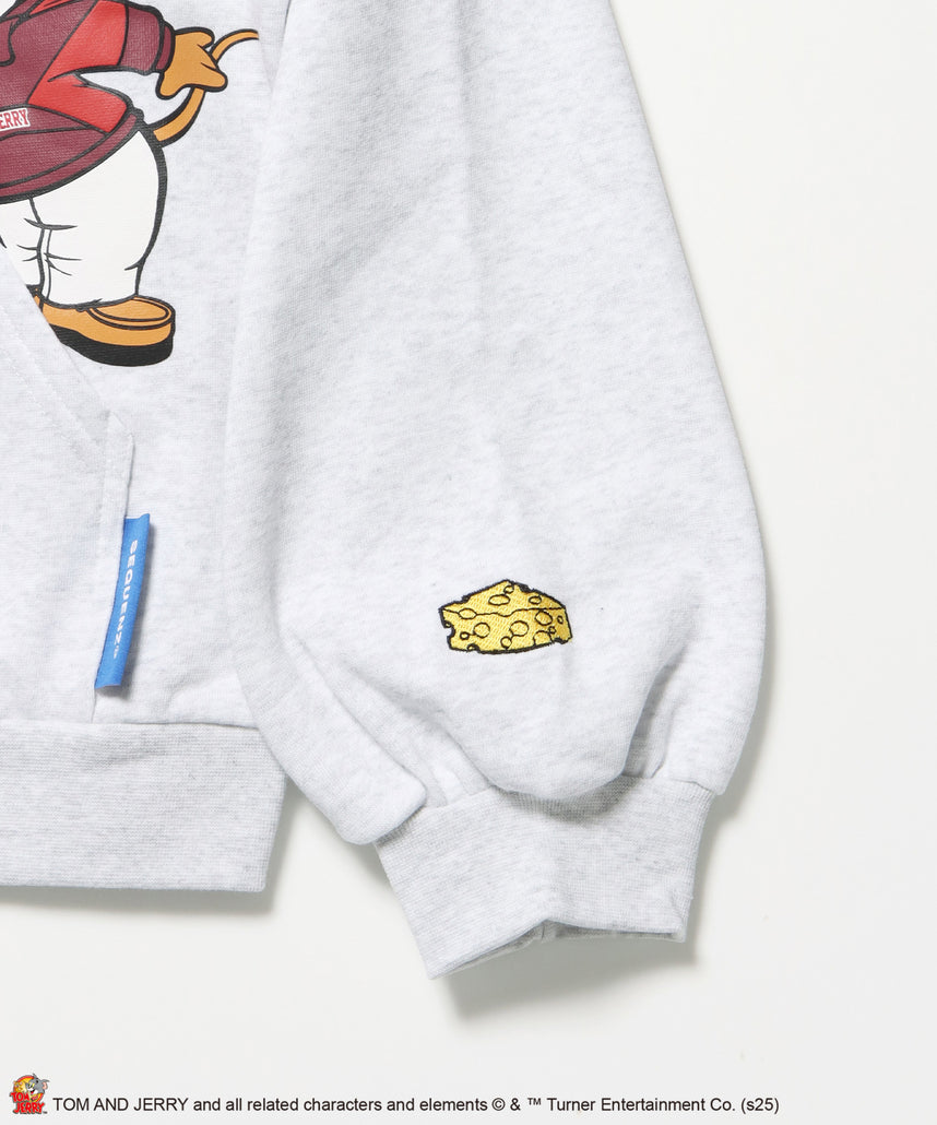 TJ O.G LOGO ZIP PK / トムとジェリー パーカー ジップ 刺繍 プリント ワッペン アッシュグレー