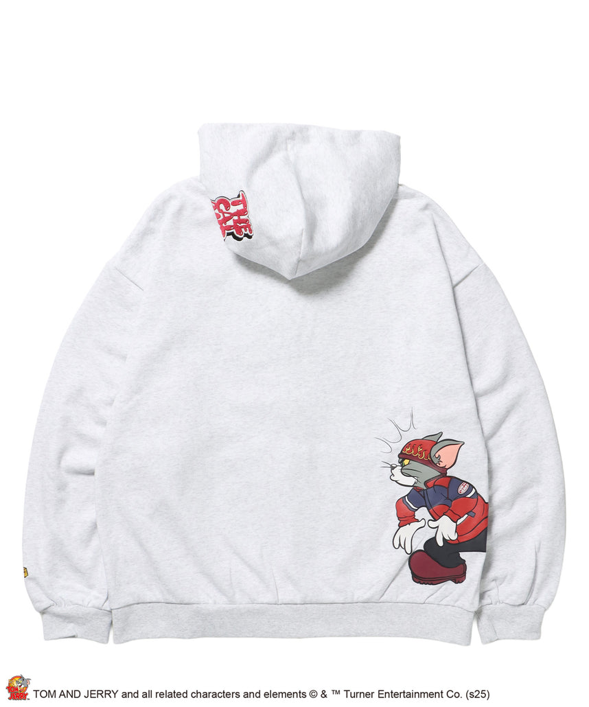 TJ O.G LOGO ZIP PK / トムとジェリー パーカー ジップ 刺繍 プリント ワッペン アッシュグレー