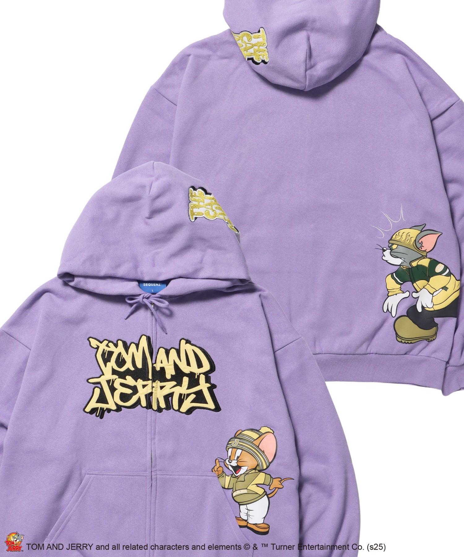 TJ O.G LOGO ZIP PK / トムとジェリー パーカー ジップ 刺繍 プリント ワッペン ラベンダー