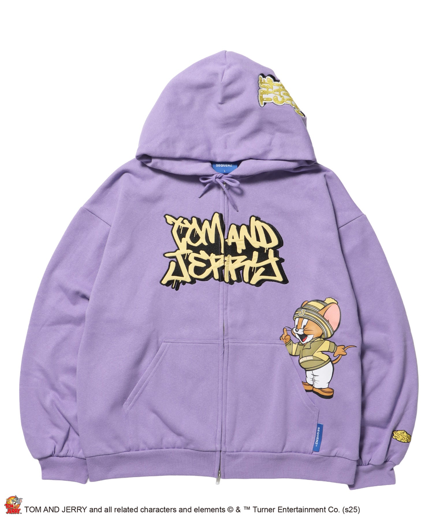 TJ O.G LOGO ZIP PK / トムとジェリー パーカー ジップ 刺繍 プリント ワッペン ラベンダー