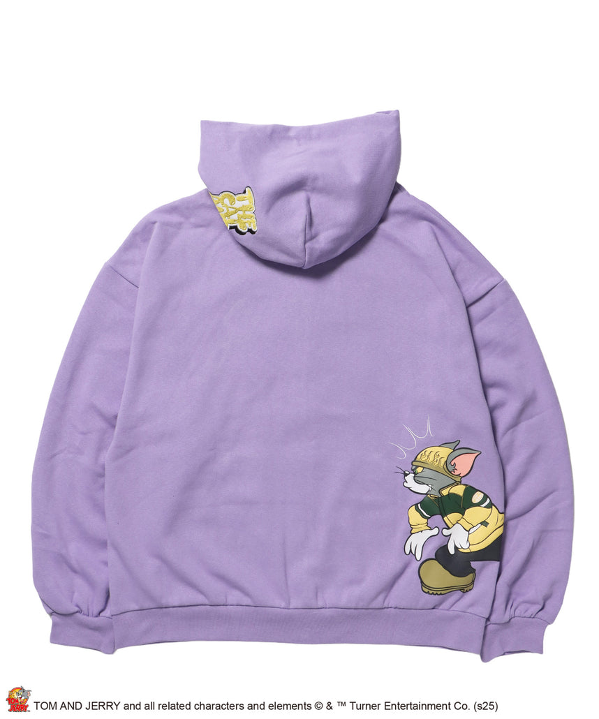 TJ O.G LOGO ZIP PK / トムとジェリー パーカー ジップ 刺繍 プリント ワッペン ラベンダー