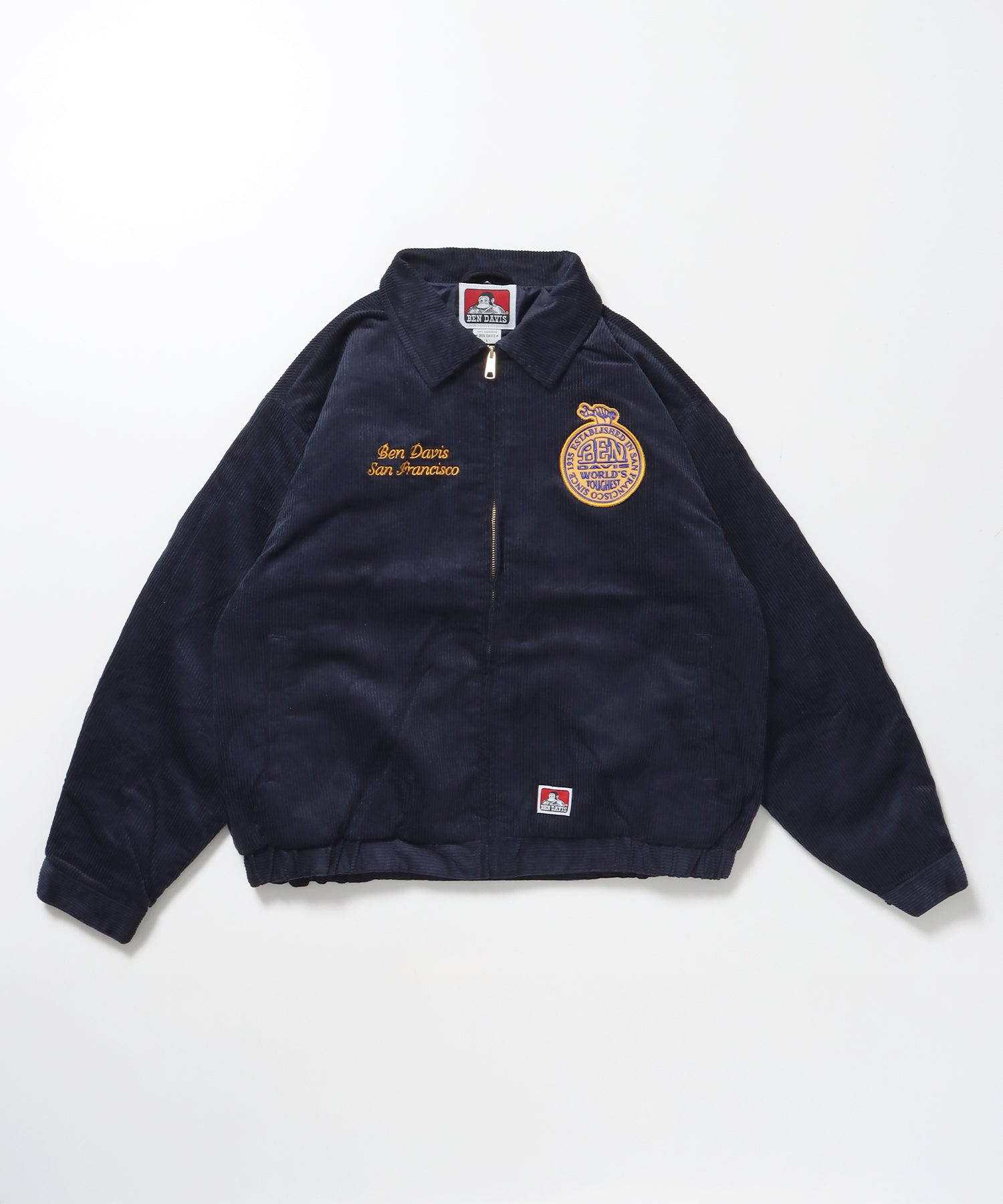 REMOVAL BOA COLLAR CORD JACKET /ジャケット ボア 刺繍 ワッペン スイングトップ ネイビー
