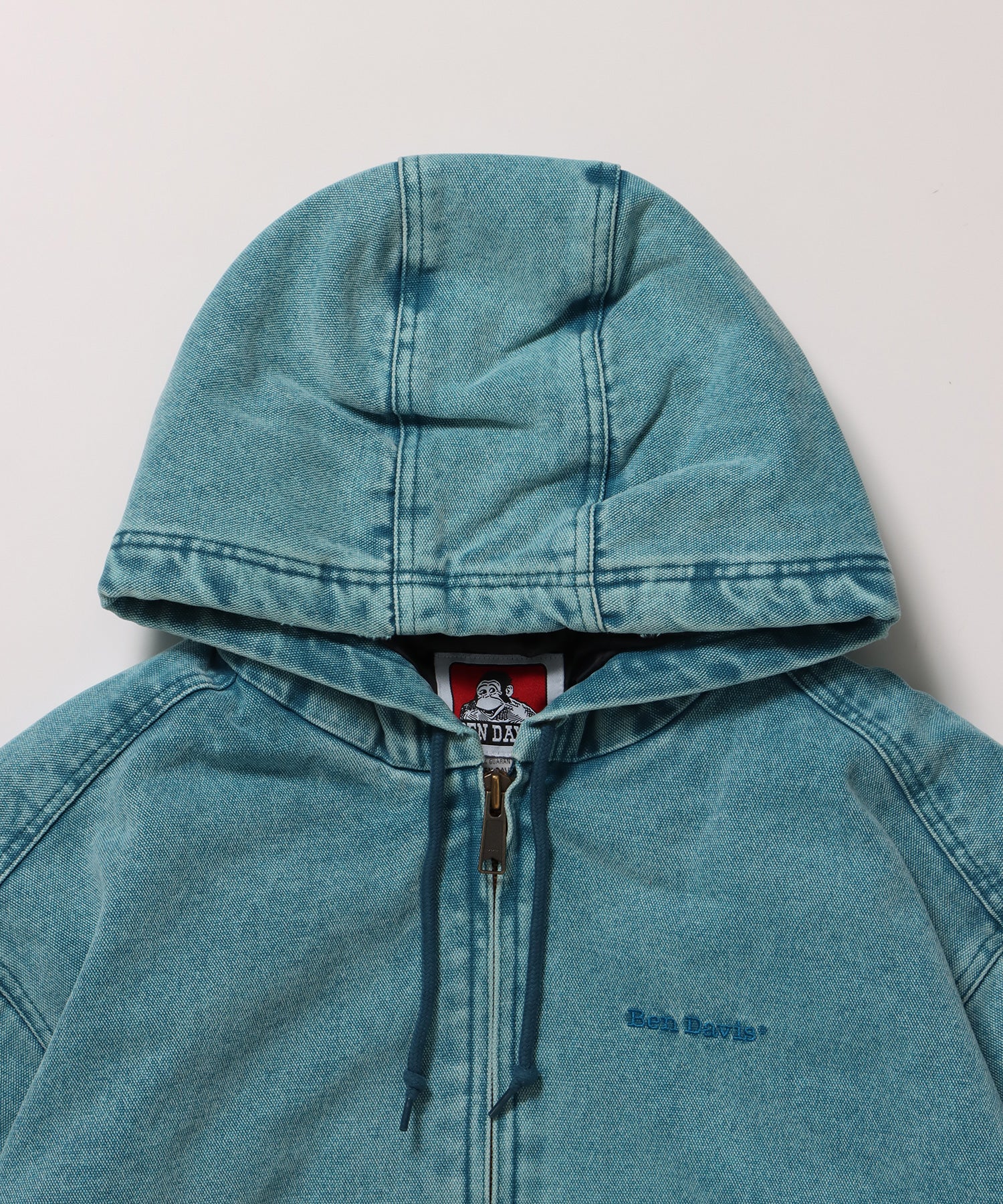 WORKERS PARKA / ジップパーカー フーディ 中綿 キルト ワークジャケット ダブルジップ ターコイズブルー