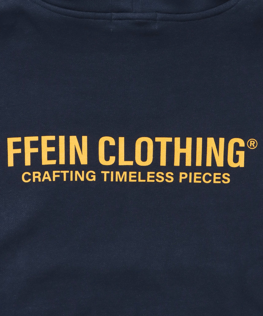 ヘビーウエイトセンターミニロゴジップパーカー / パーカー 裏起毛 ジップ 刺繍 ロゴ フーディ ダブルジップ ネイビー