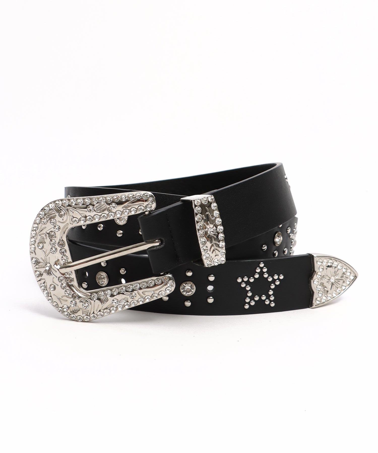 SEQUENZ RHINE STONE BELT LADIES / ベルト スタッズ ストーン リアルツリー レオパード レディース 雑貨 ブラック