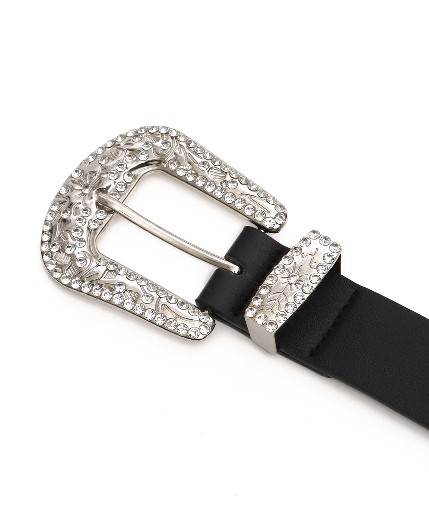 SEQUENZ RHINE STONE BELT LADIES / ベルト スタッズ ストーン リアルツリー レオパード レディース 雑貨 ブラック