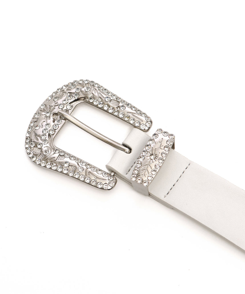 SEQUENZ RHINE STONE BELT LADIES / ベルト スタッズ ストーン リアルツリー レオパード レディース 雑貨 ホワイト