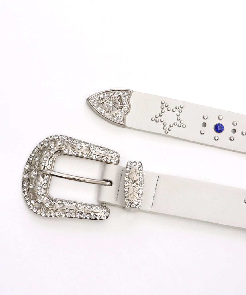 SEQUENZ RHINE STONE BELT MEN / ベルト スタッズ ストーン リアルツリー レオパード メンズ 雑貨 ホワイト