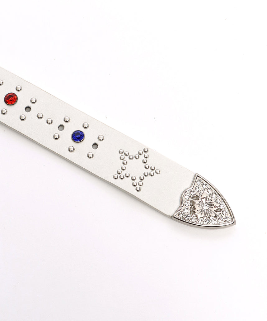 SEQUENZ RHINE STONE BELT MEN / ベルト スタッズ ストーン リアルツリー レオパード メンズ 雑貨 ホワイト