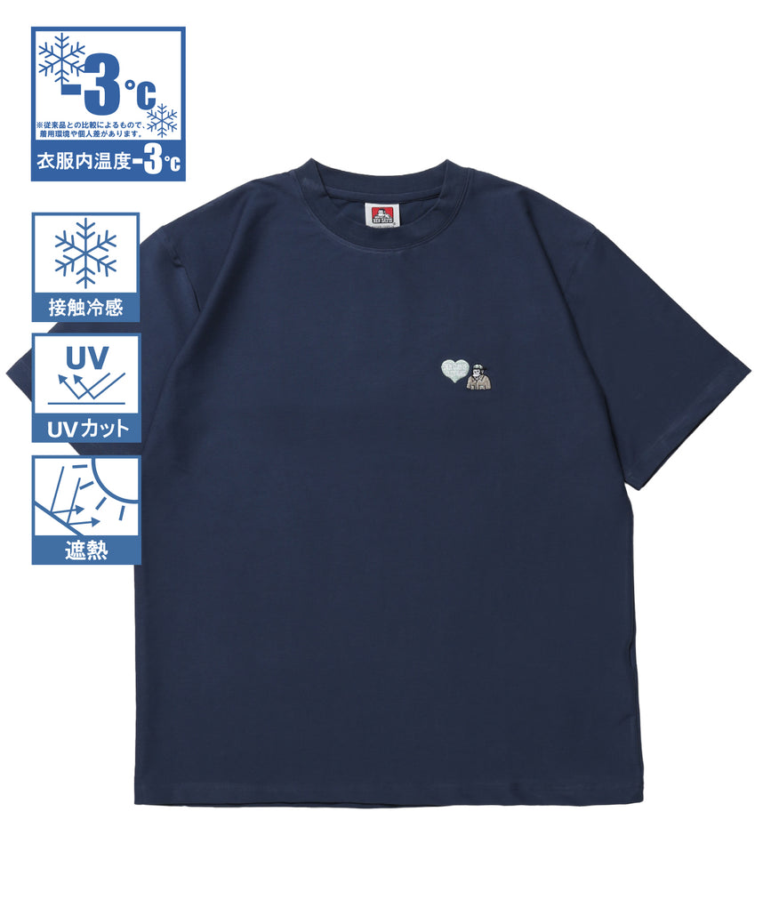 COOLER GORILLA EMB TEE / 接触冷感 オーバーサイズ 半袖 Tシャツ クルーネック 刺繍 ワンポイント プリント ユニセックス ネイビー
