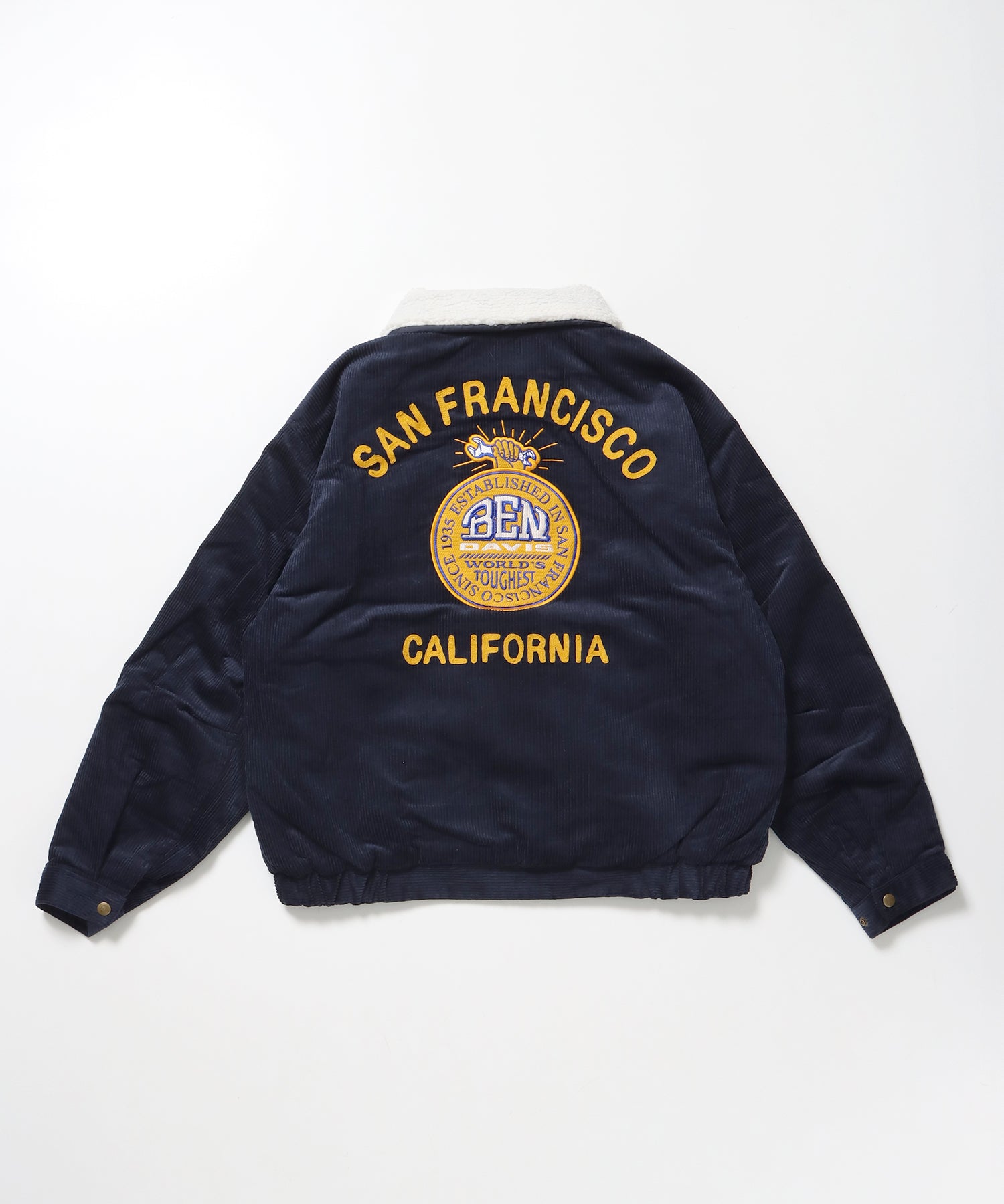 REMOVAL BOA COLLAR CORD JACKET /ジャケット ボア 刺繍 ワッペン スイングトップ ネイビー