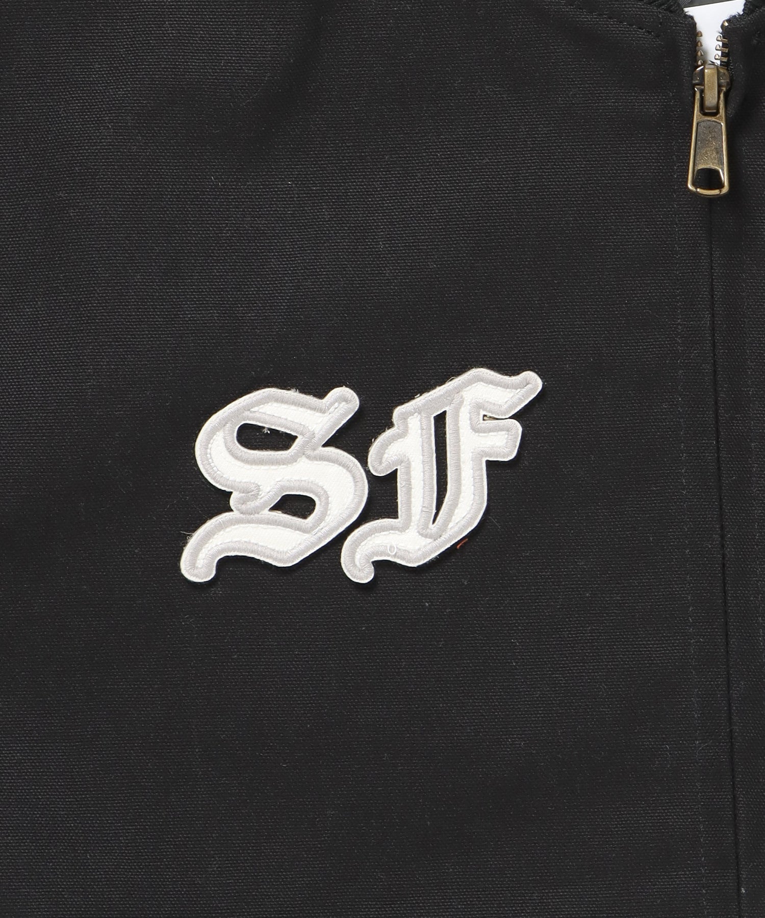 MECHANIC EMB RIBBED JACKET / ワーク ジャケット 刺繍 ジャケット ダック アウター ブラック