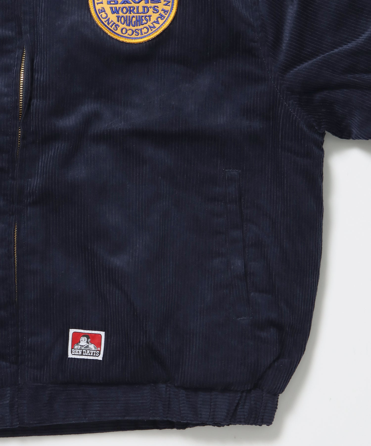 REMOVAL BOA COLLAR CORD JACKET /ジャケット ボア 刺繍 ワッペン スイングトップ ネイビー