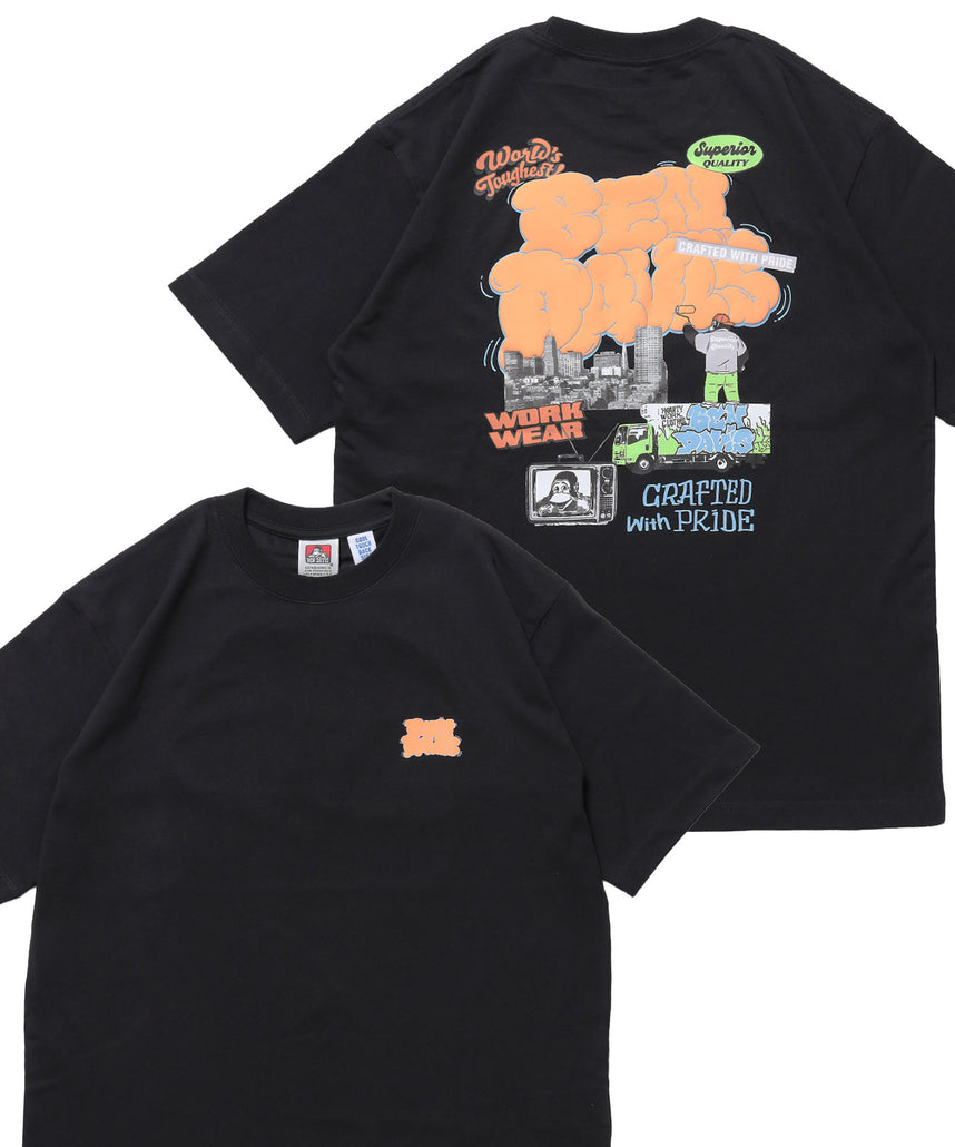 OVERLAP COOL TEE / Tシャツ 接触冷感 半袖 クルーネック ワンポイント 刺繍 ワンポイント ブラック