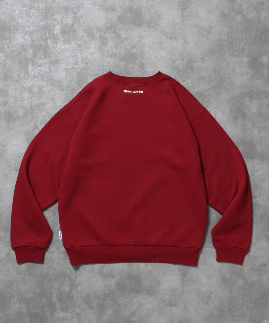 ヘビーウエイト企業ロゴスウェット / 裏起毛 スウェット カジュアル ストリート ワイン