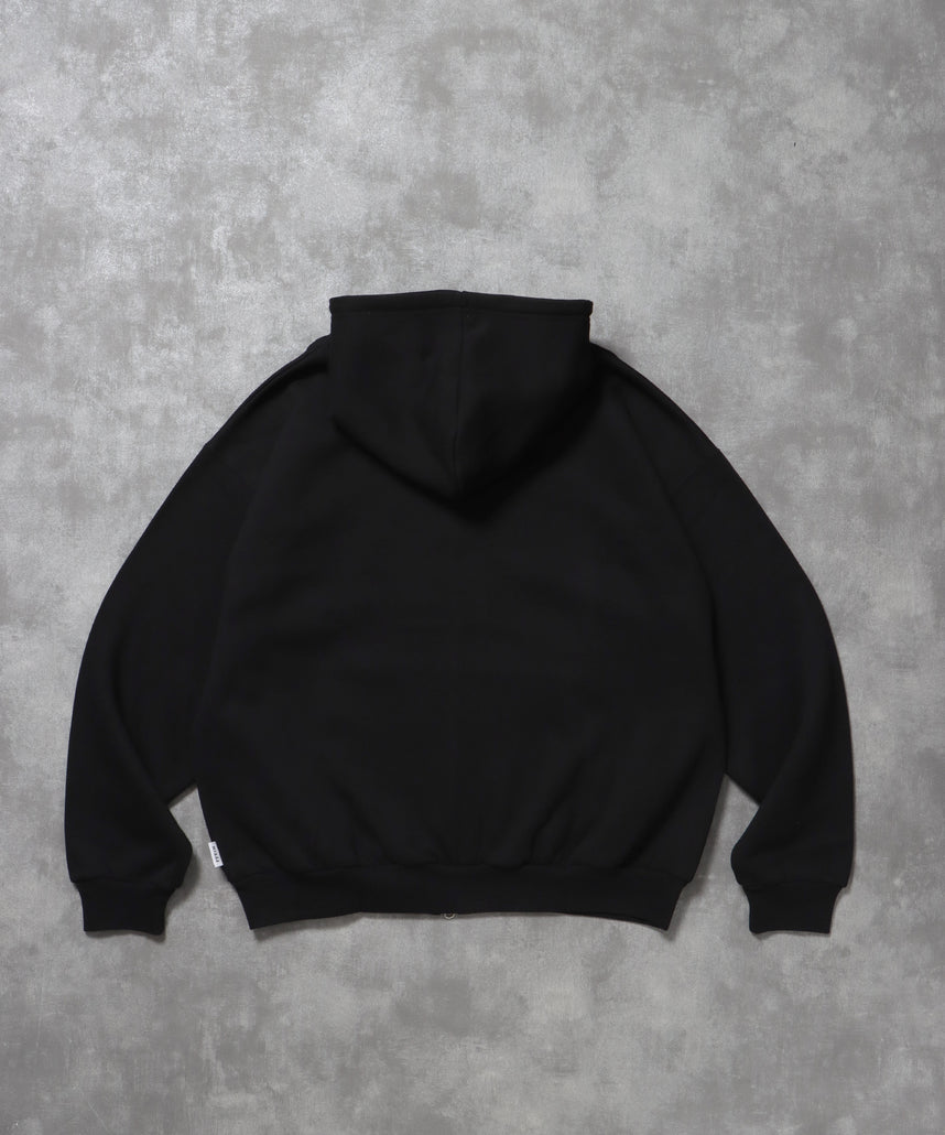 ヘビーウエイトワンポイントジップパーカー / パーカー ジップ ワンポイント ロゴ 裏起毛 フーディ ブラック